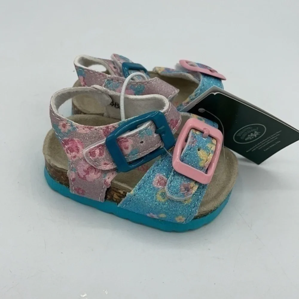 LAURA ASHLEY Blue & Pink Floral Sandals